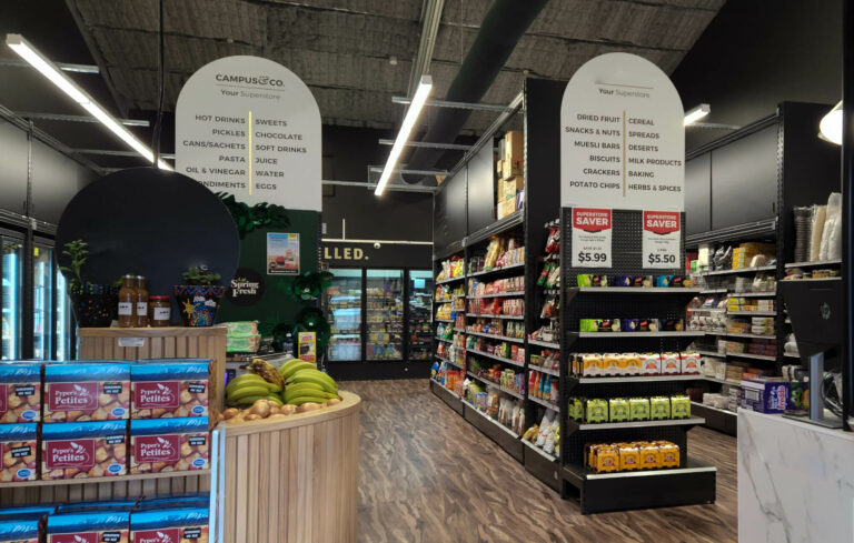 Black supermarket shelving