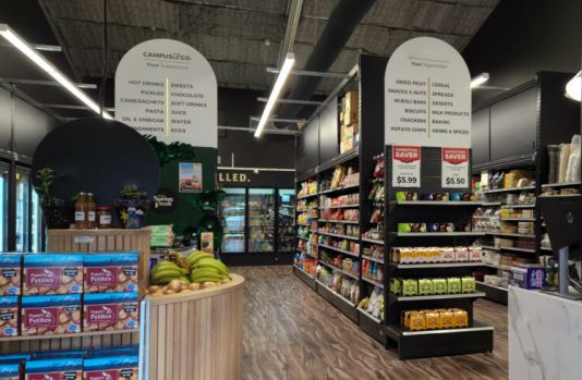 Black supermarket shelving